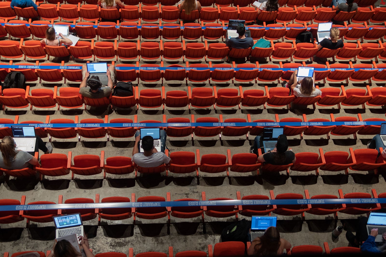 Students resume in person learning with social distancing in fall 2020.